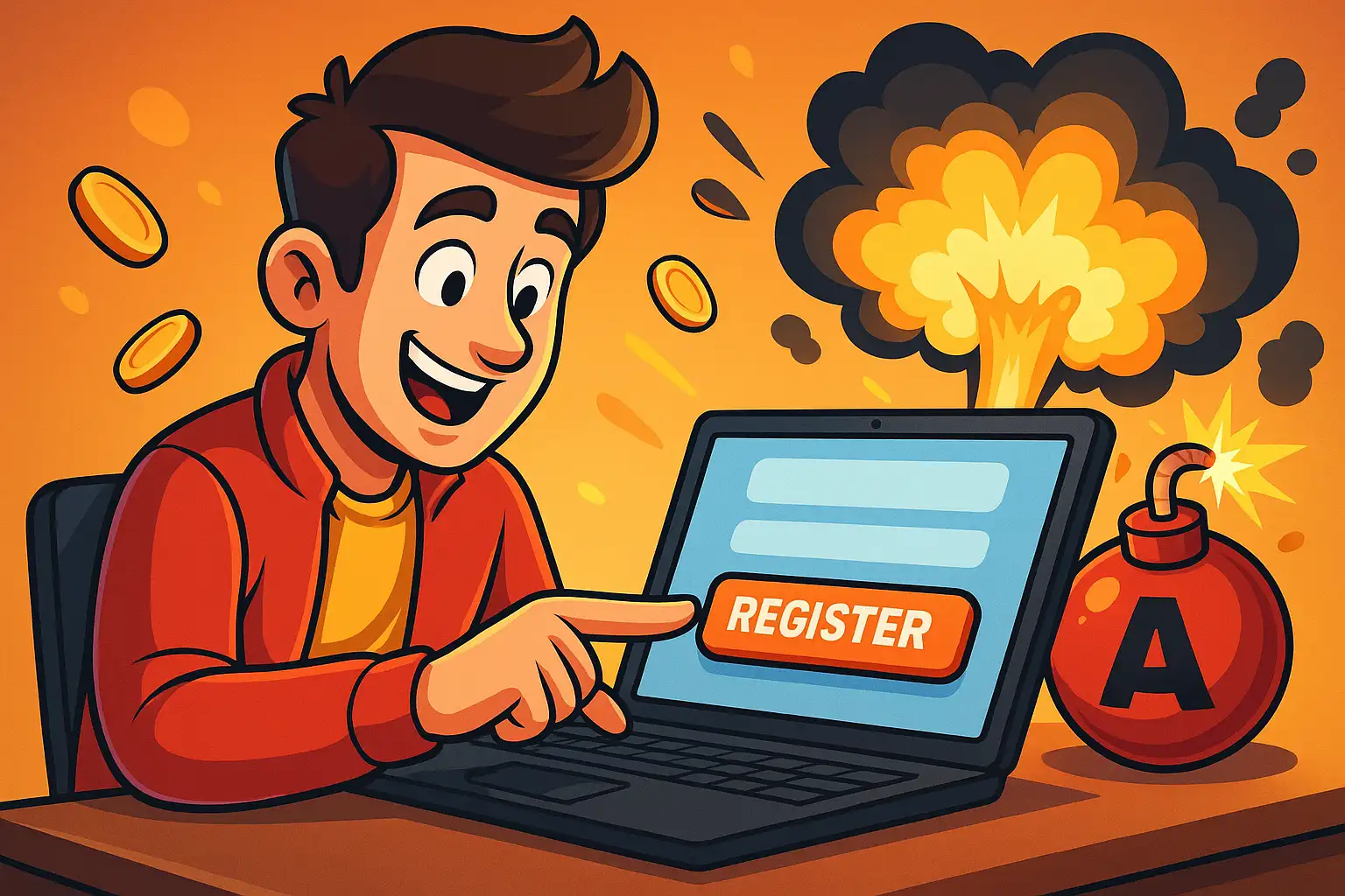 تصویر کارتونی با موضوع مراحل ثبت نام سایت شرط بندی انفجار