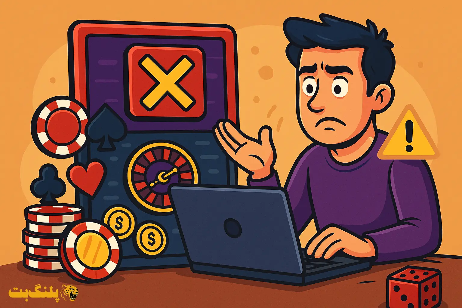 تصویر کارتونی با موضوع نشانه های یک سایت کازینو نامعتبر