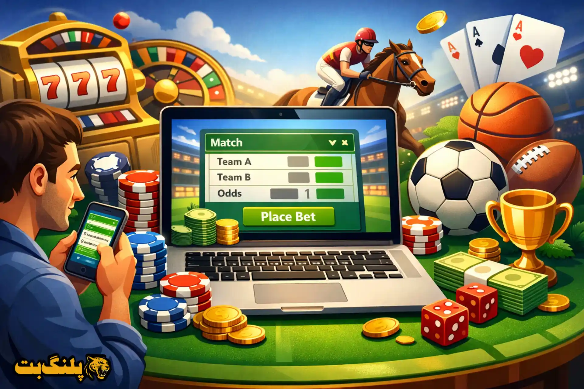 تصویر کارتونی با موضوع بهترین سایت ها برای خرید فرم شرط بندی