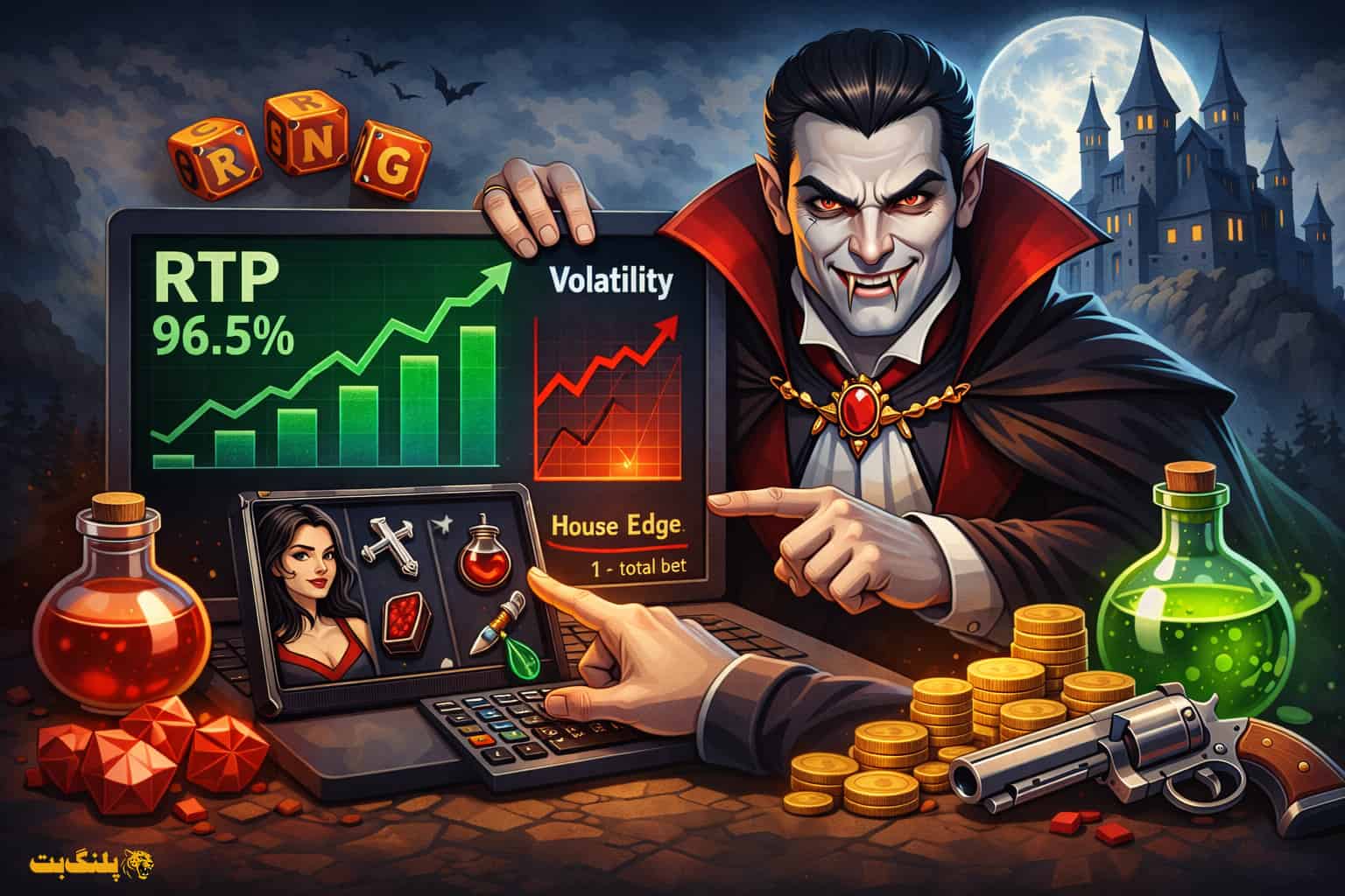تحلیل الگوریتم و ریاضیات بازی خونآشام (RTP و Volatility)